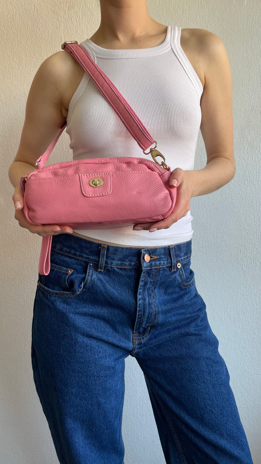 barbie pink leather crossbody bag