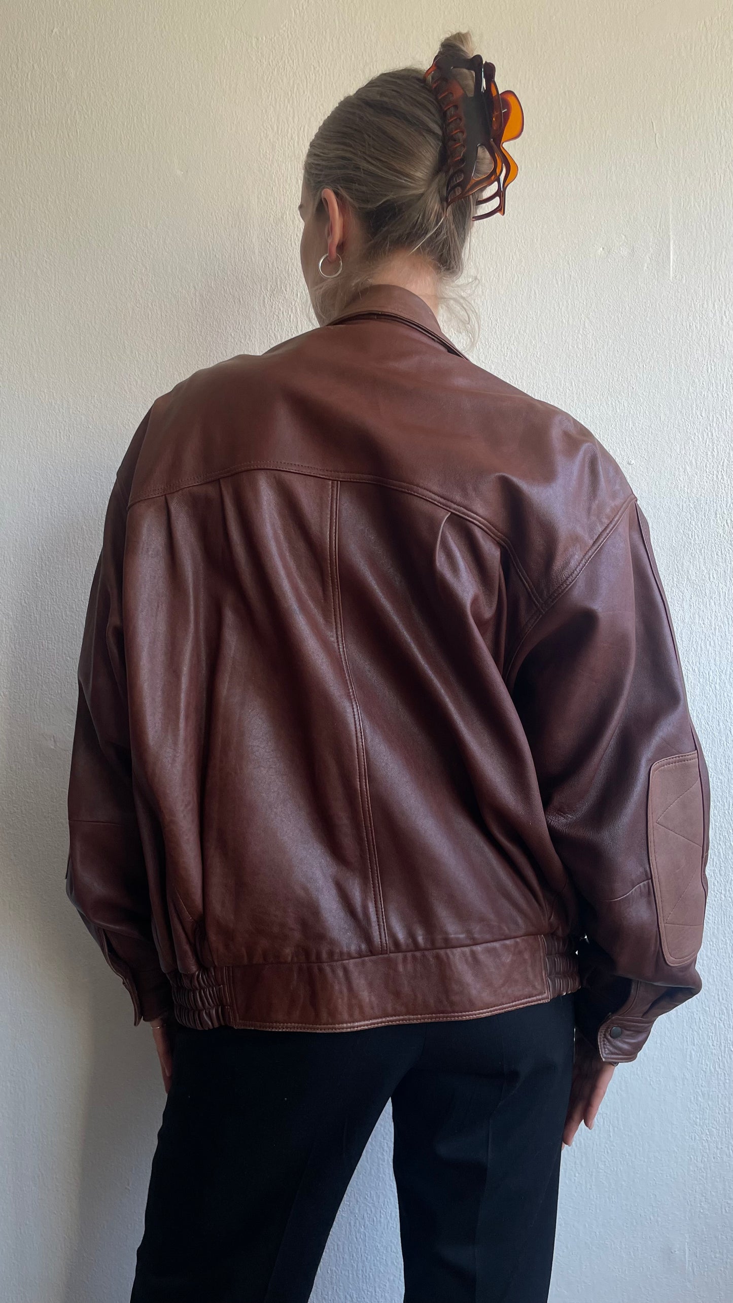 leather oversized vintage bomberjacket