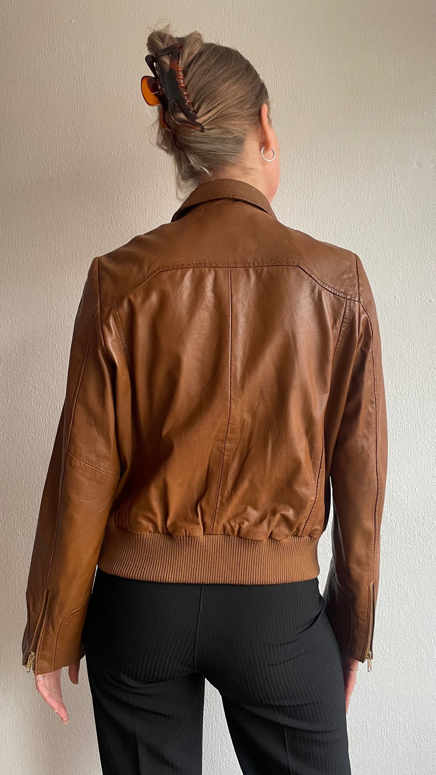 amazing soft leather camel bomberjacket