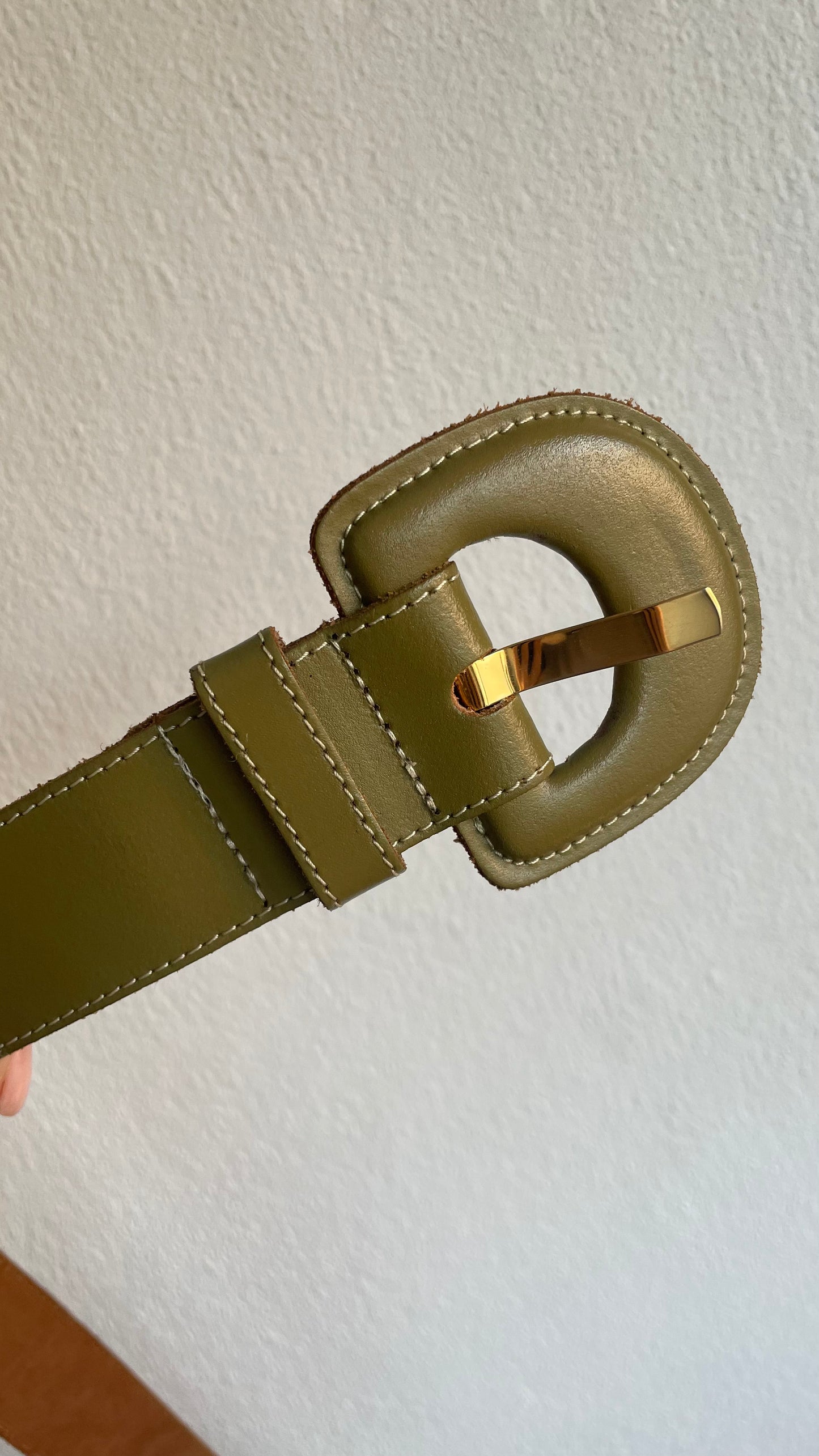 olive green leather vintage belt