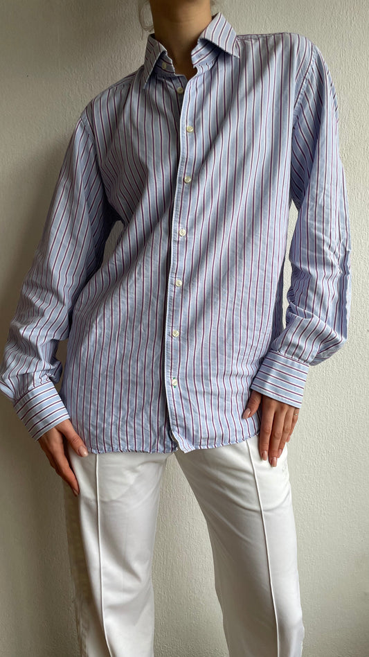 tommy hilfiger striped baby blue blouse