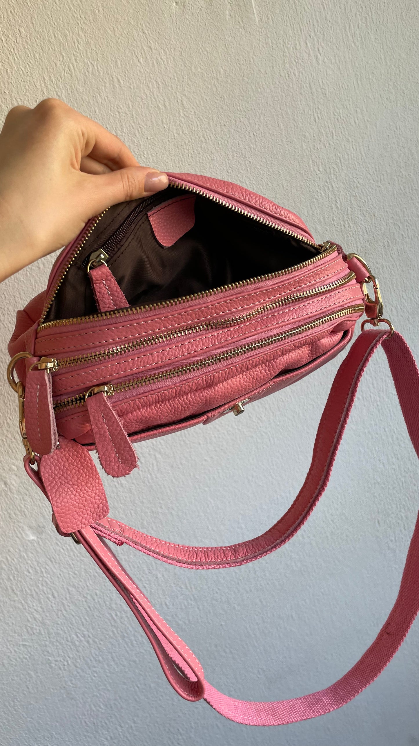 barbie pink leather crossbody bag