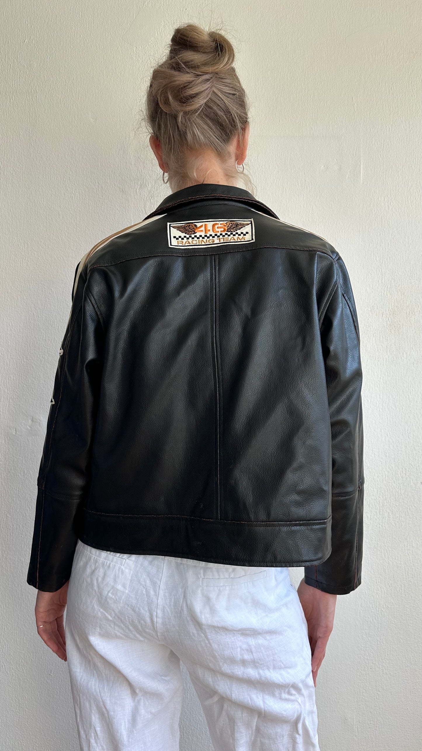 moto jacket with patches