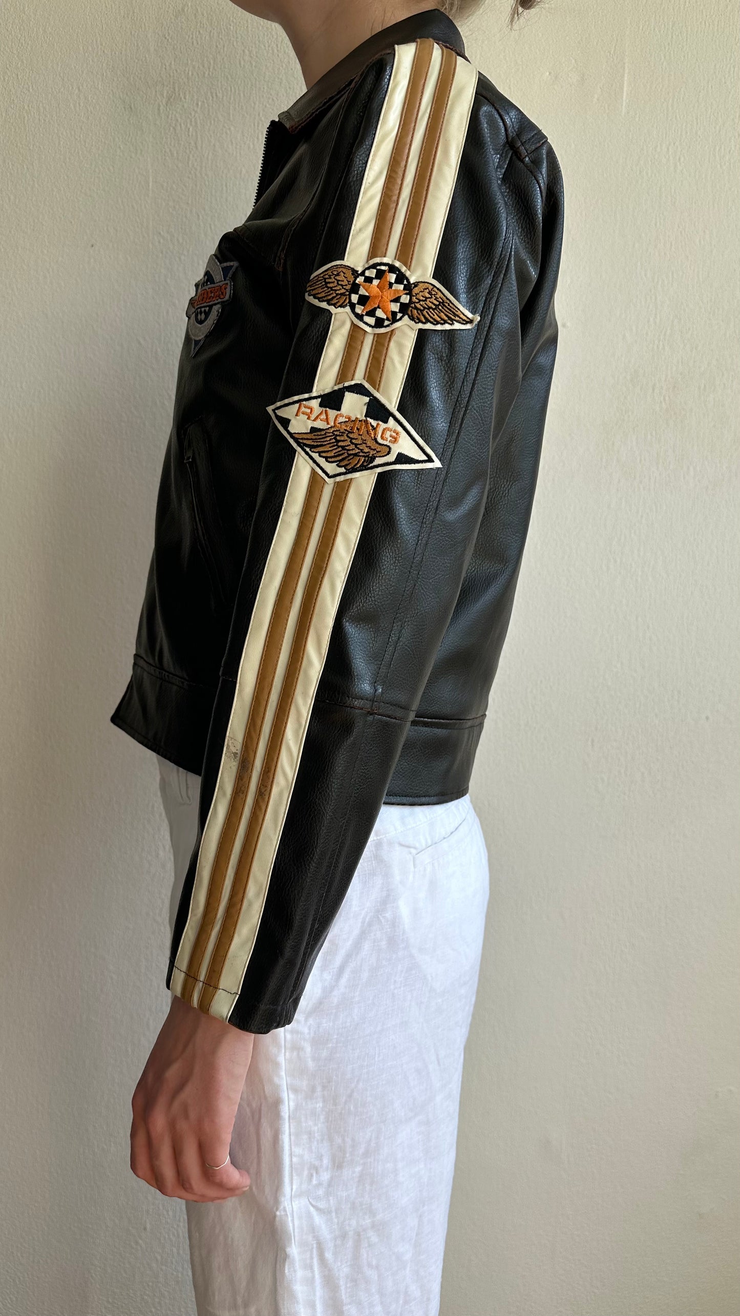 moto jacket with patches