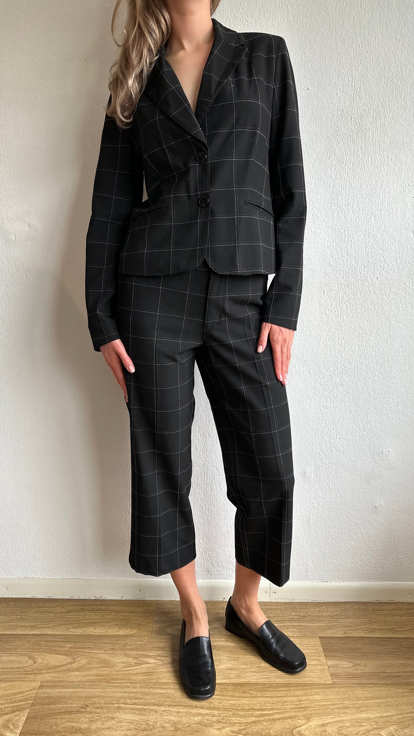 checked print suit