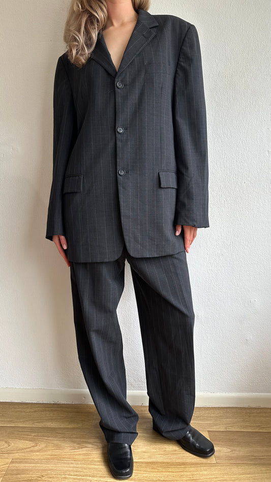 oversized pinstriped vintage suit