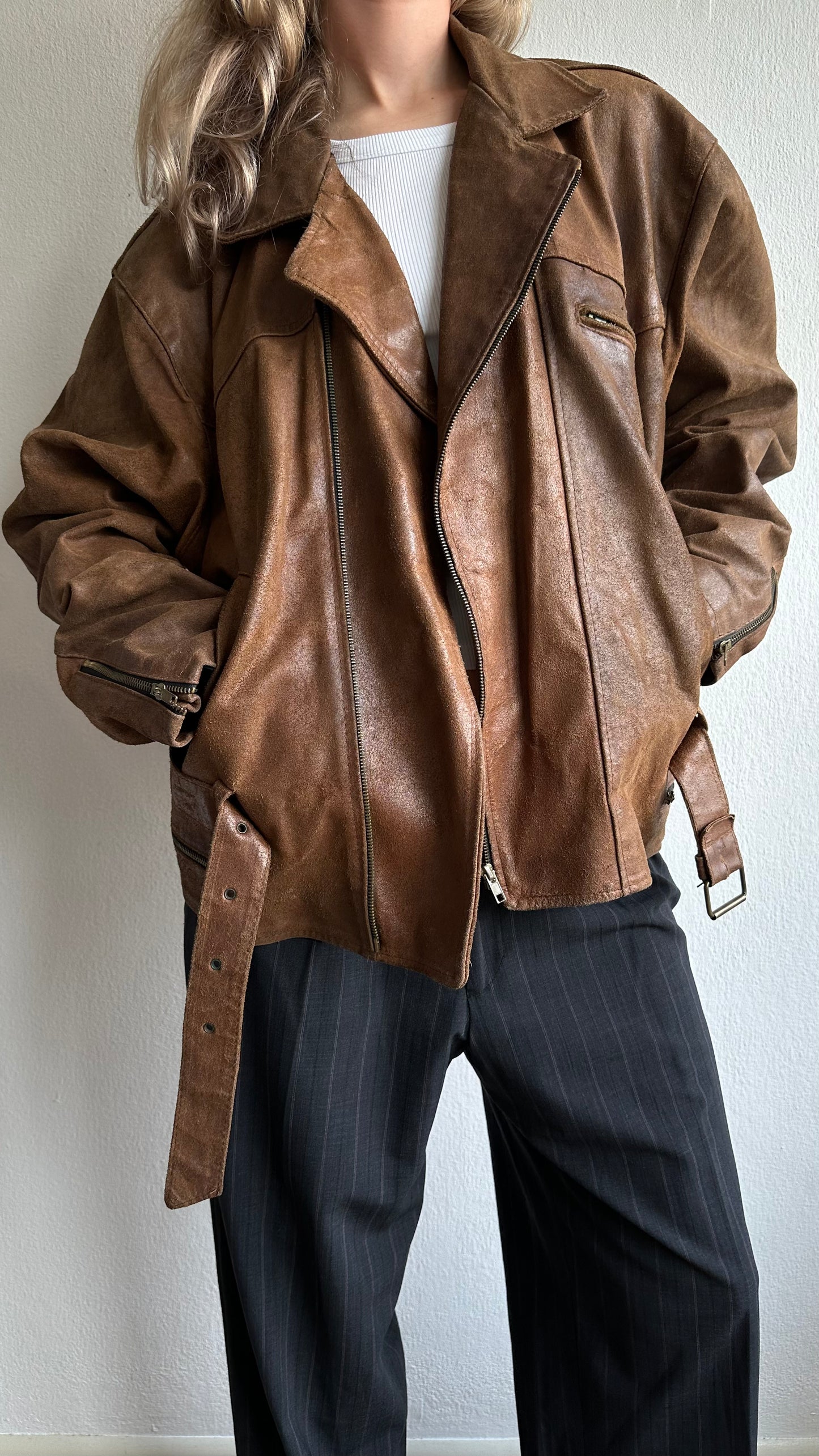 brown vintage 80's leather jacket