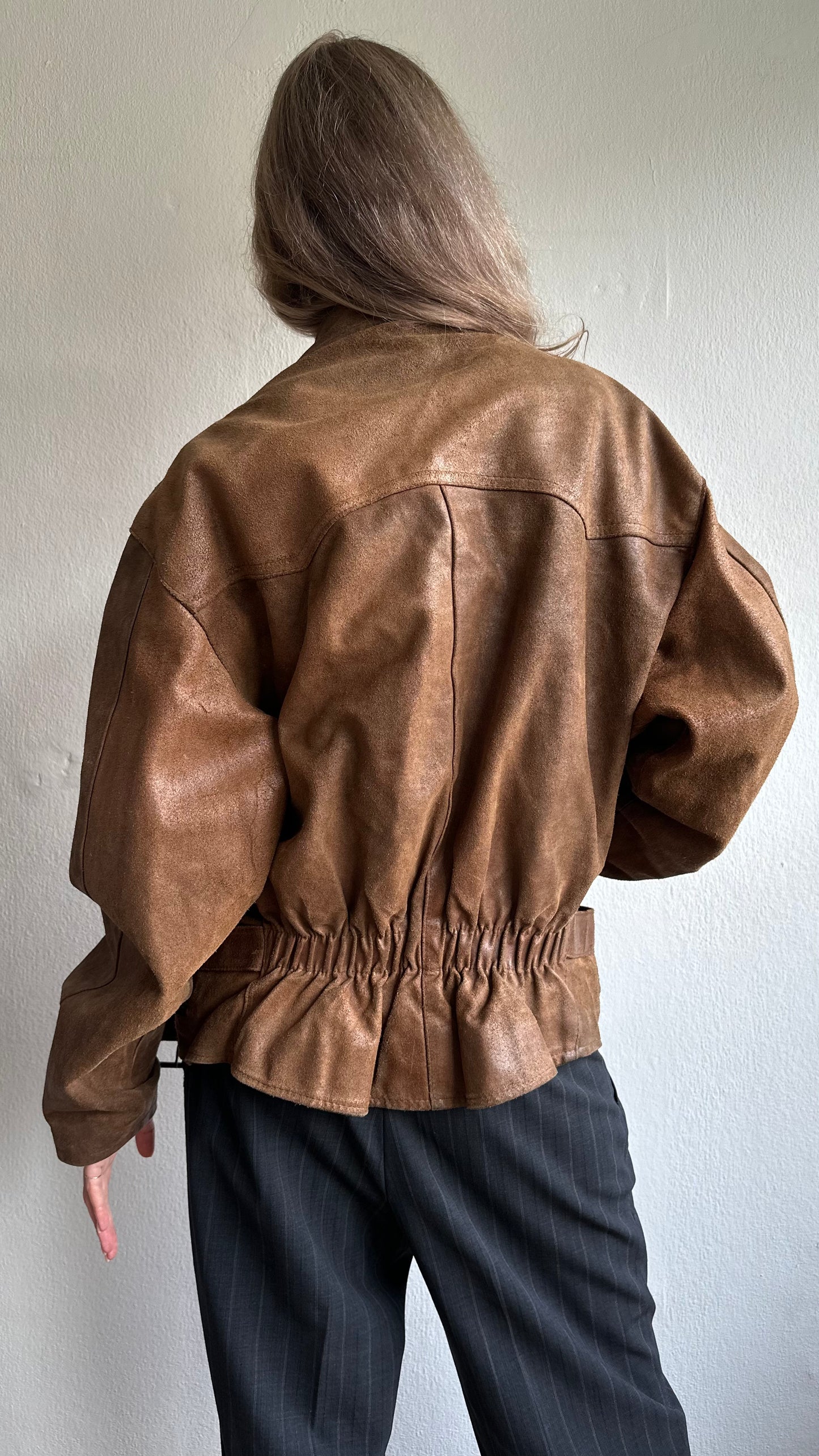 brown vintage 80's leather jacket