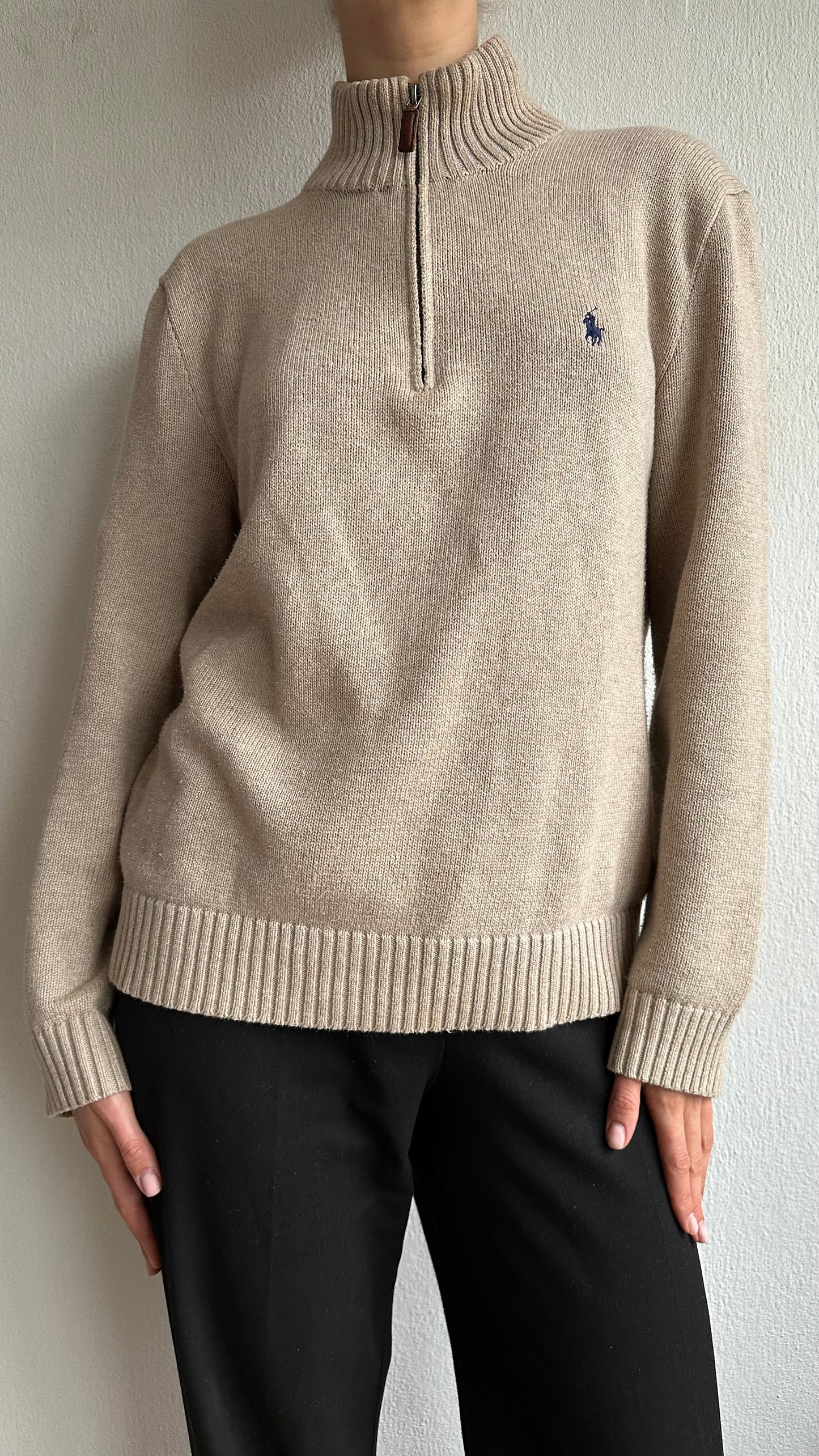 beige Ralph Lauren zip sweater