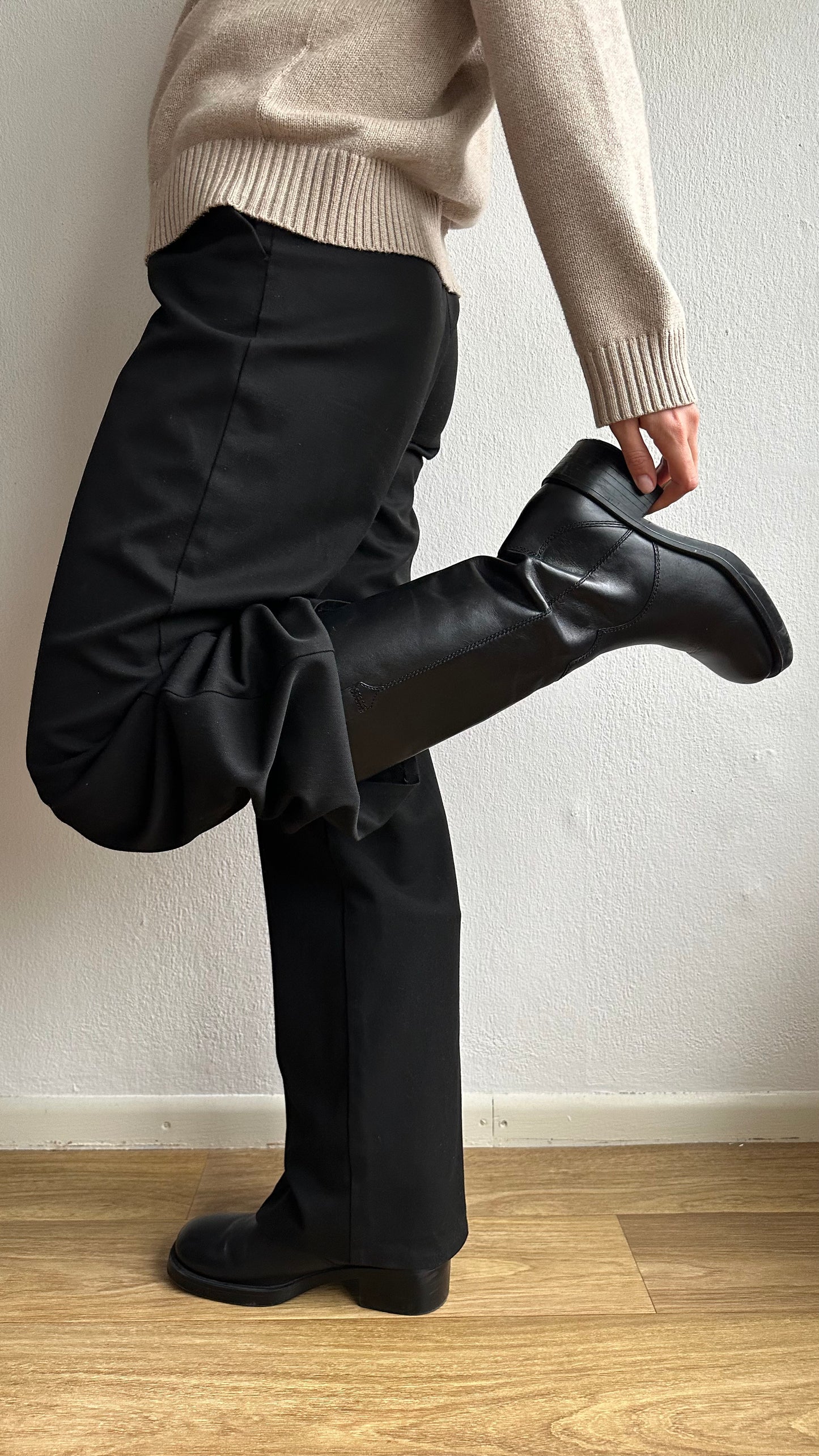 black real leather boots