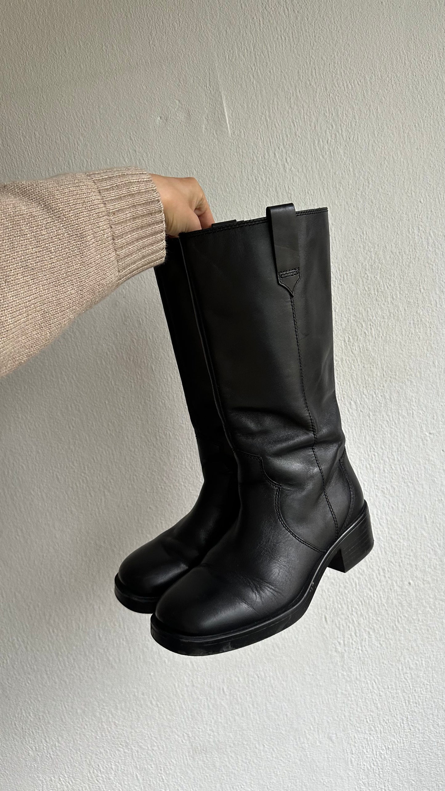 black real leather boots