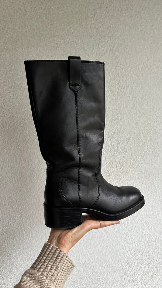 black real leather boots