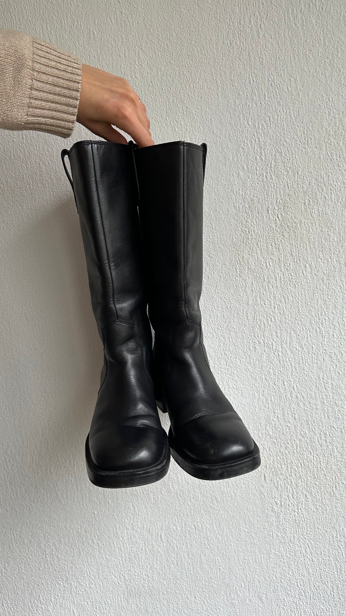 black real leather boots