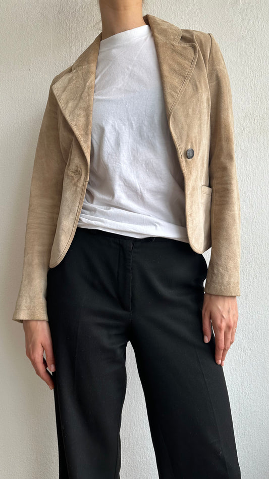 real suede beige blazer