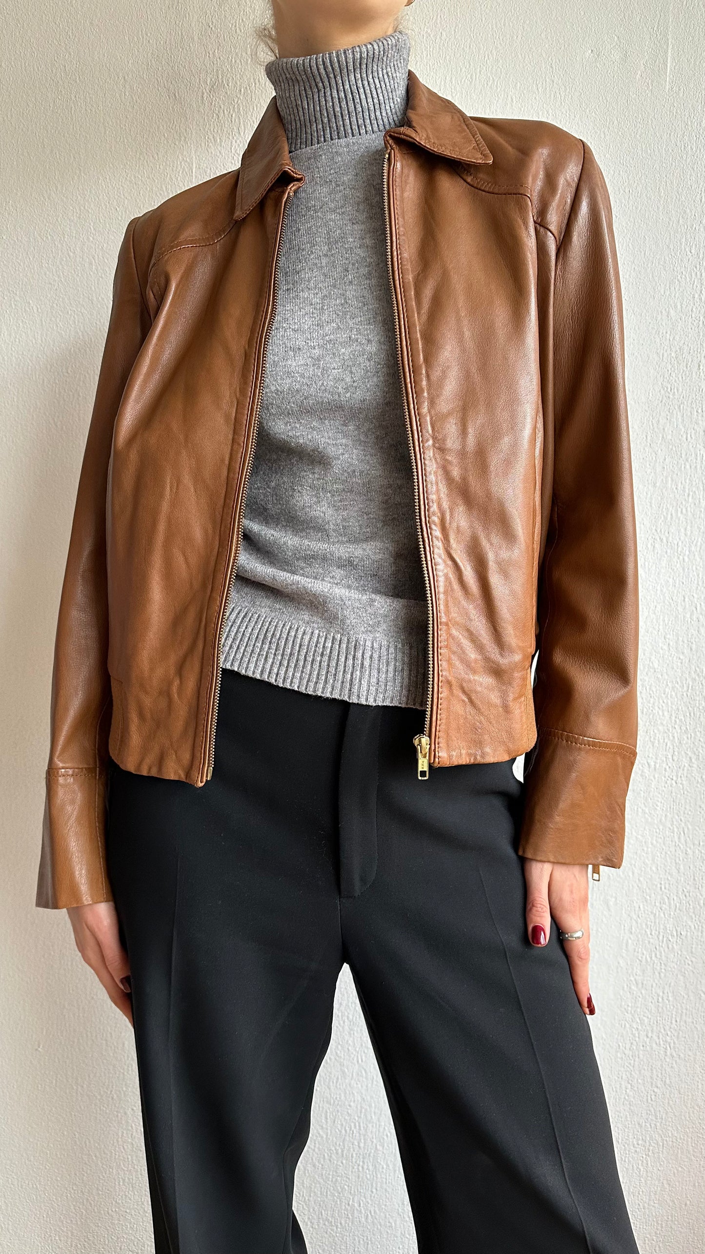 amazing soft leather camel bomberjacket