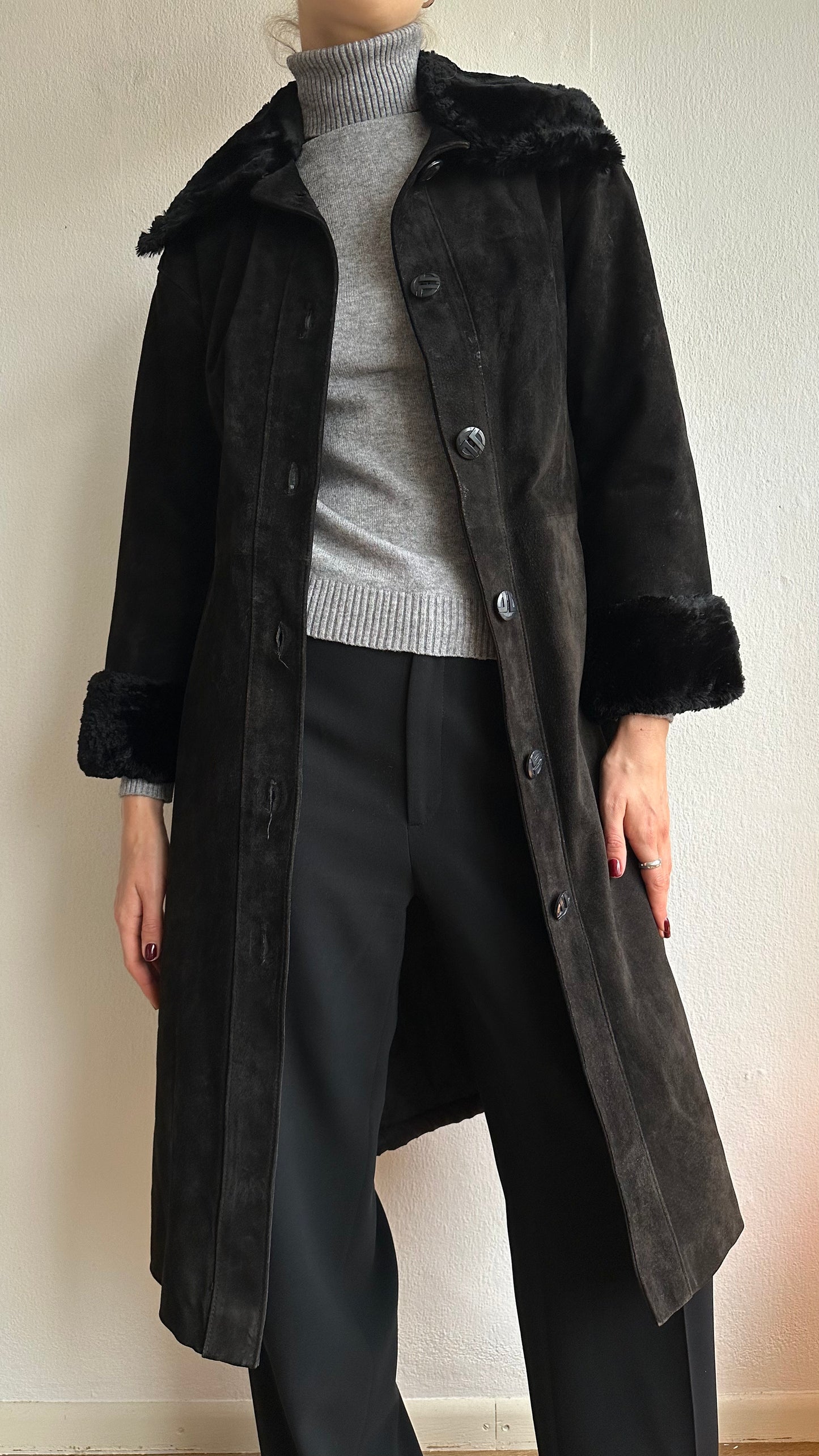 vintage Lanvin suede leather coat