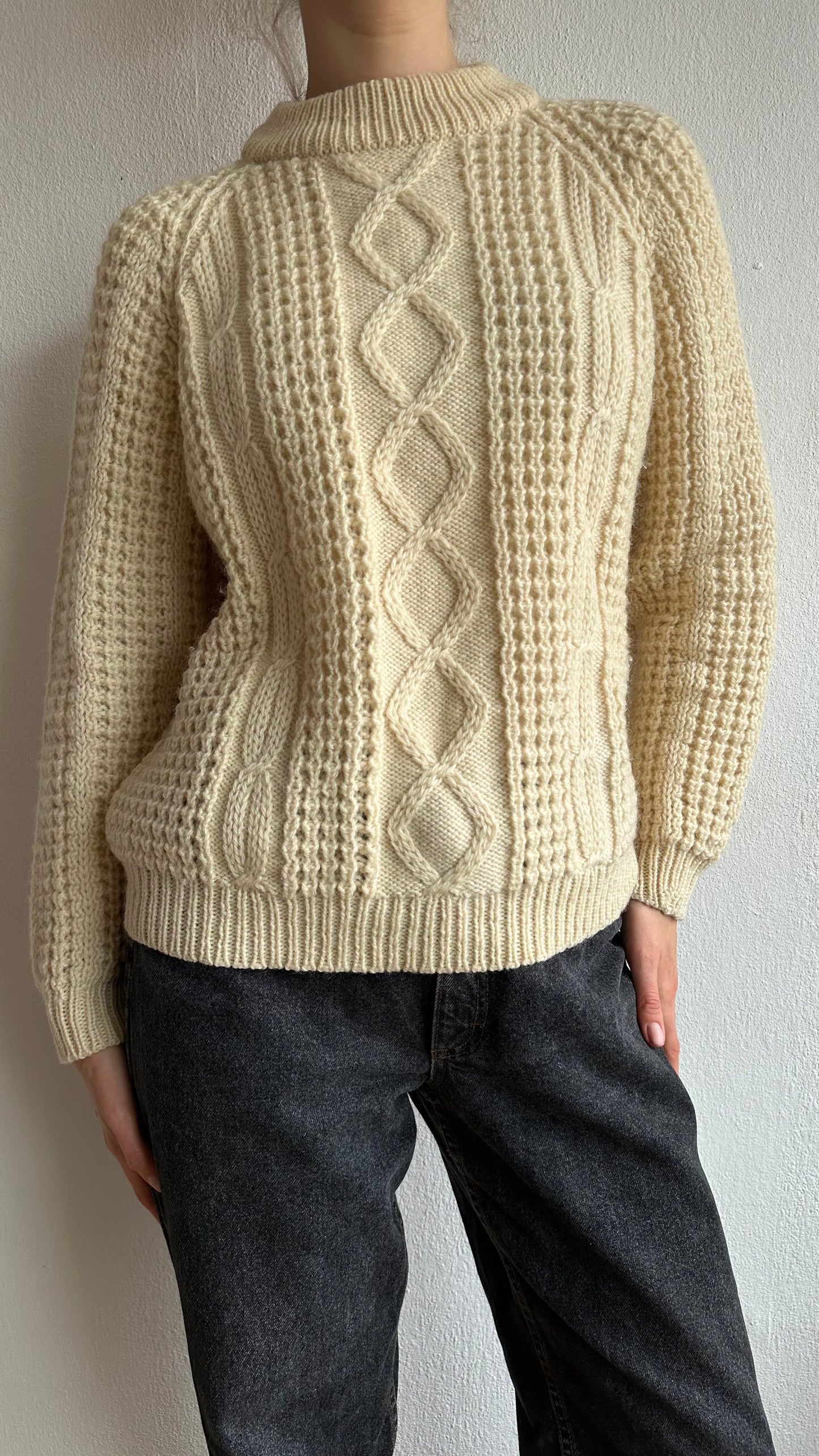 vintage wool beige handmade sweater