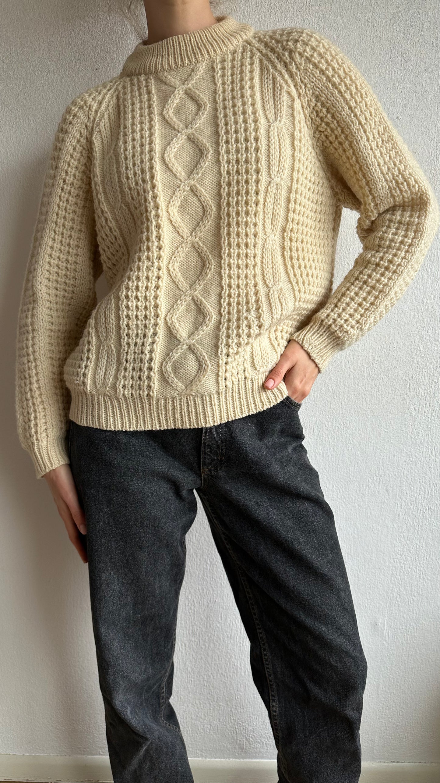 vintage wool beige handmade sweater