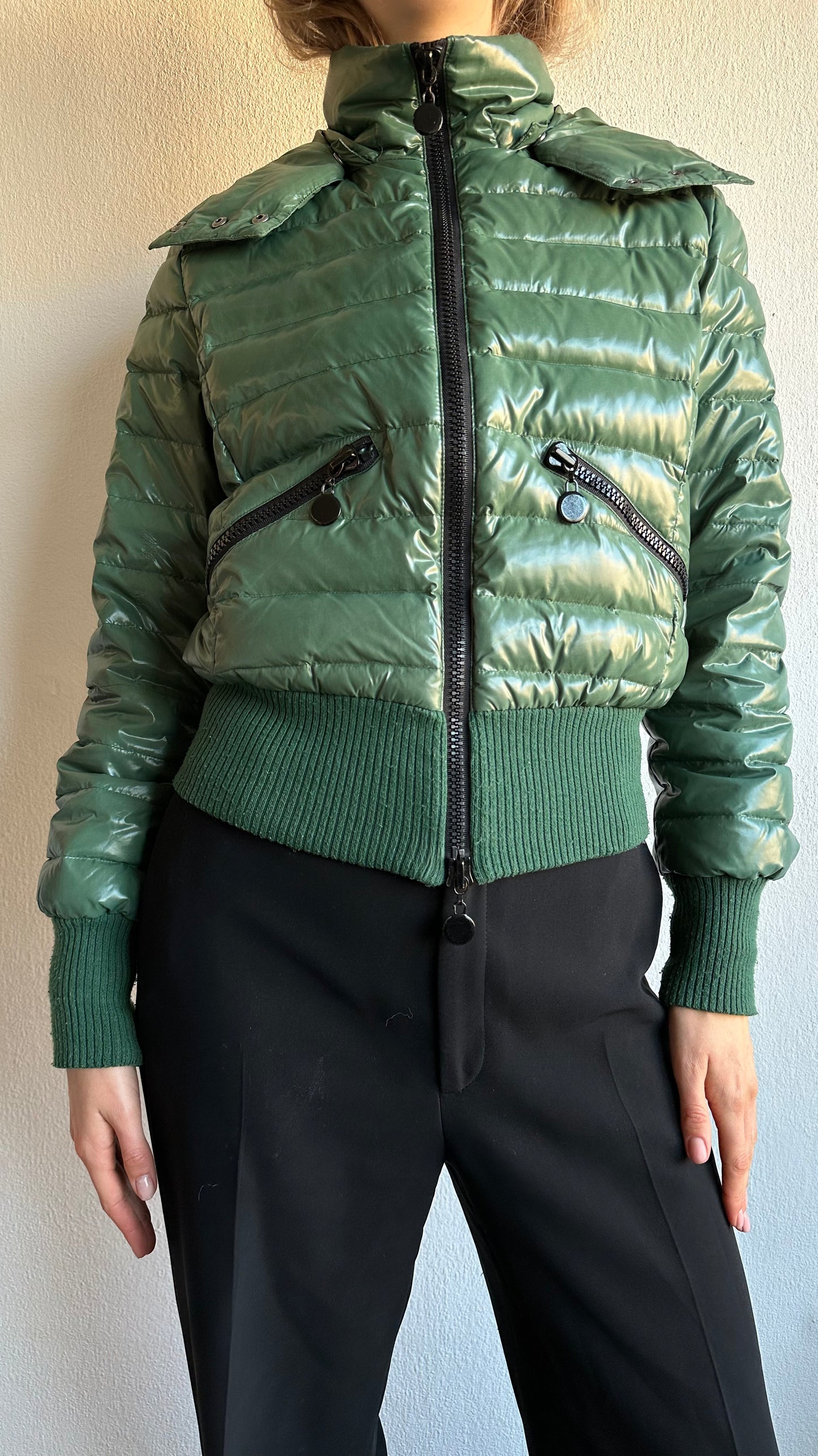 benetton hooded green coat