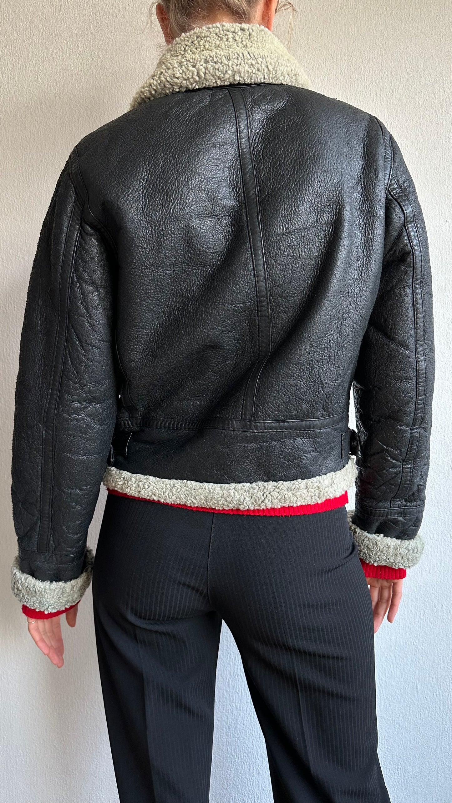 black lammy aviator jacket leather