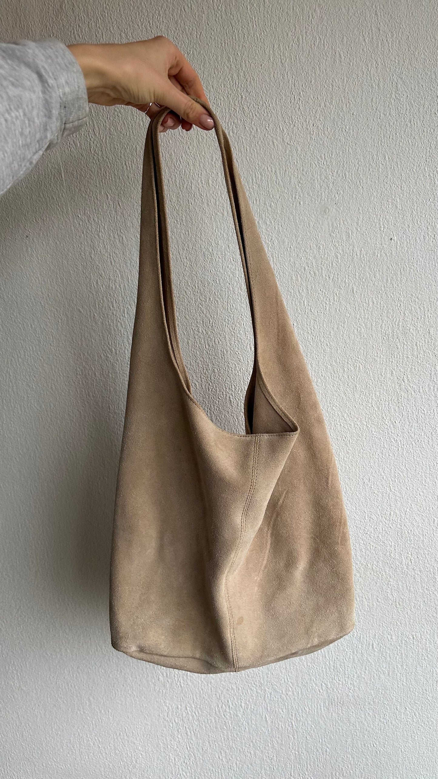 beige boho suede shoulderbag