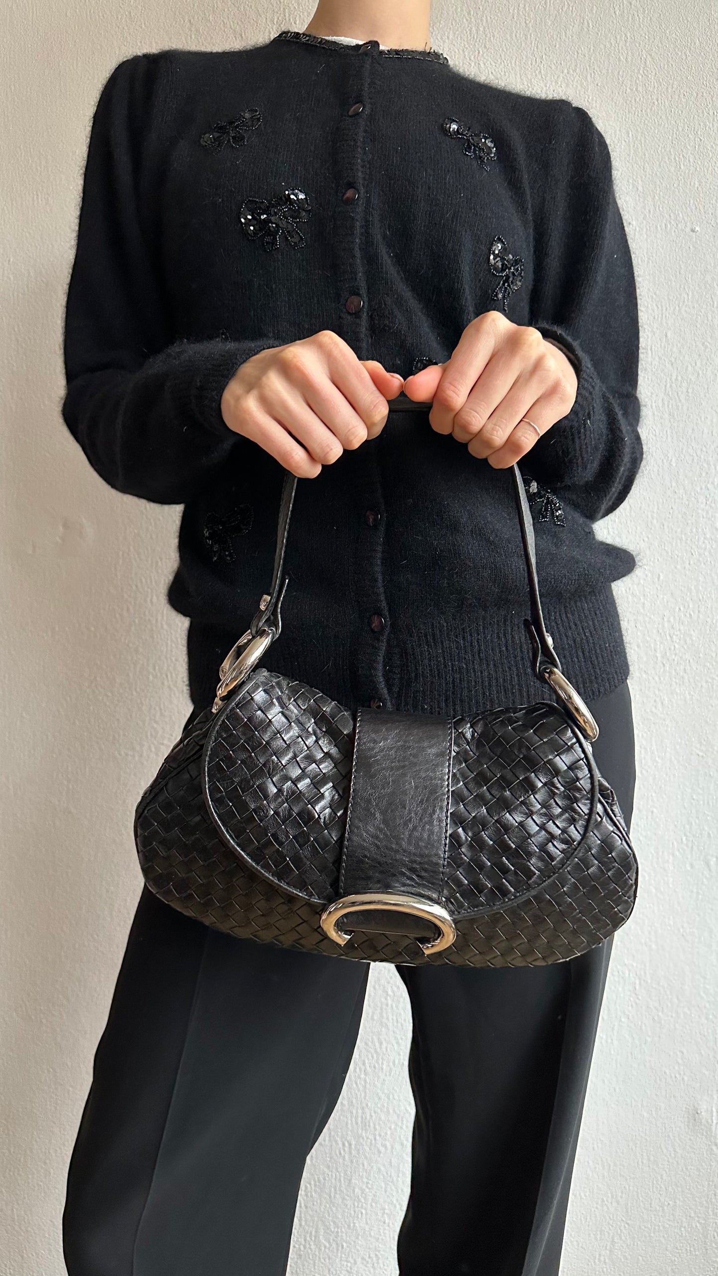 francesco biasia woven black bag