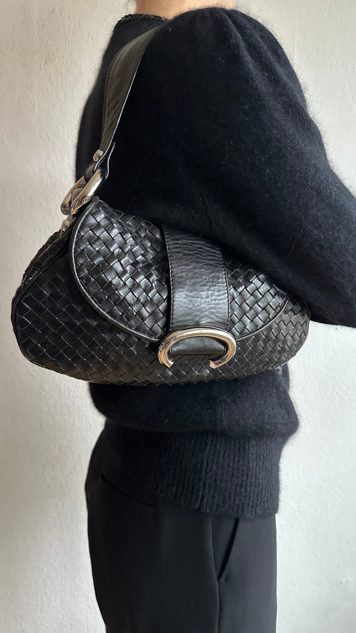 francesco biasia woven black bag