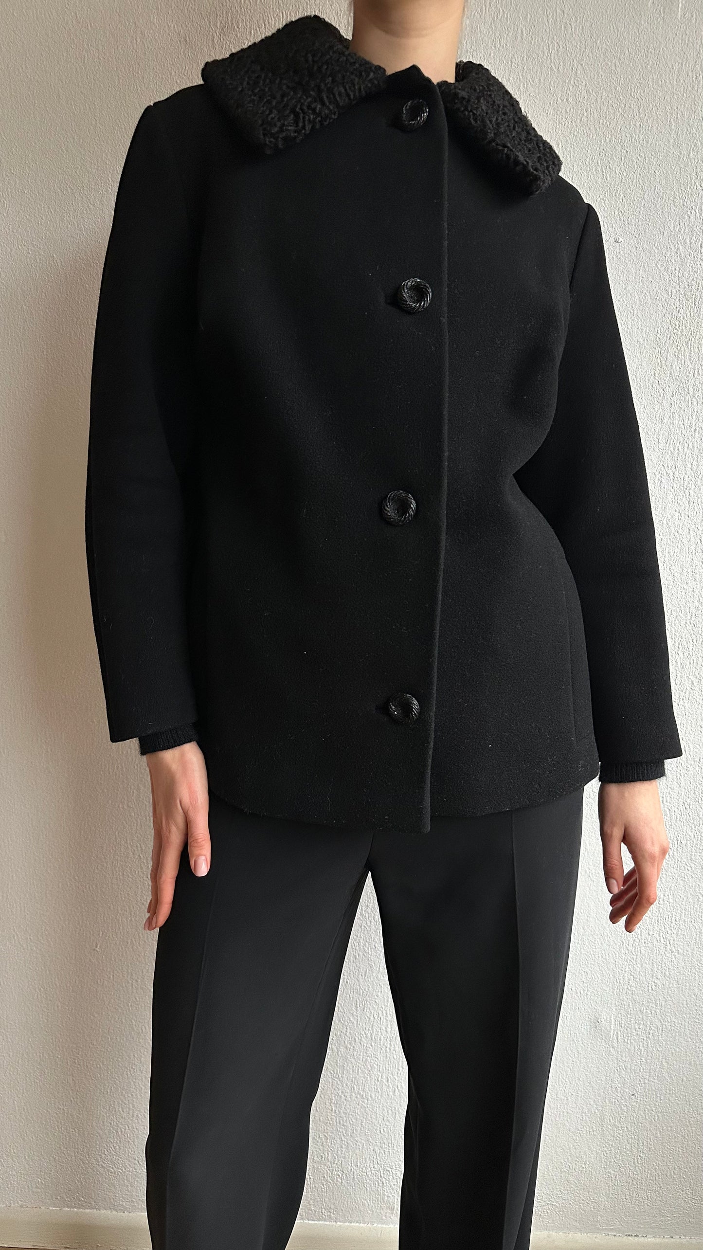 black vintage woolen jacket