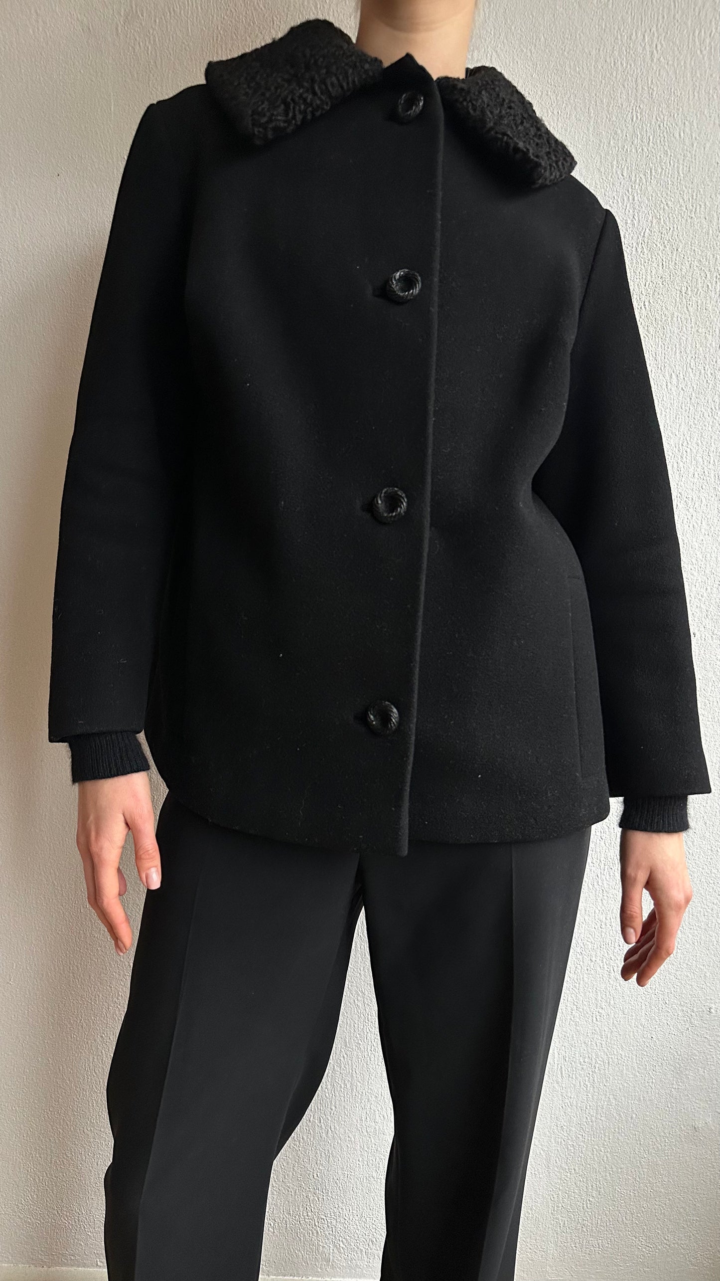 black vintage woolen jacket