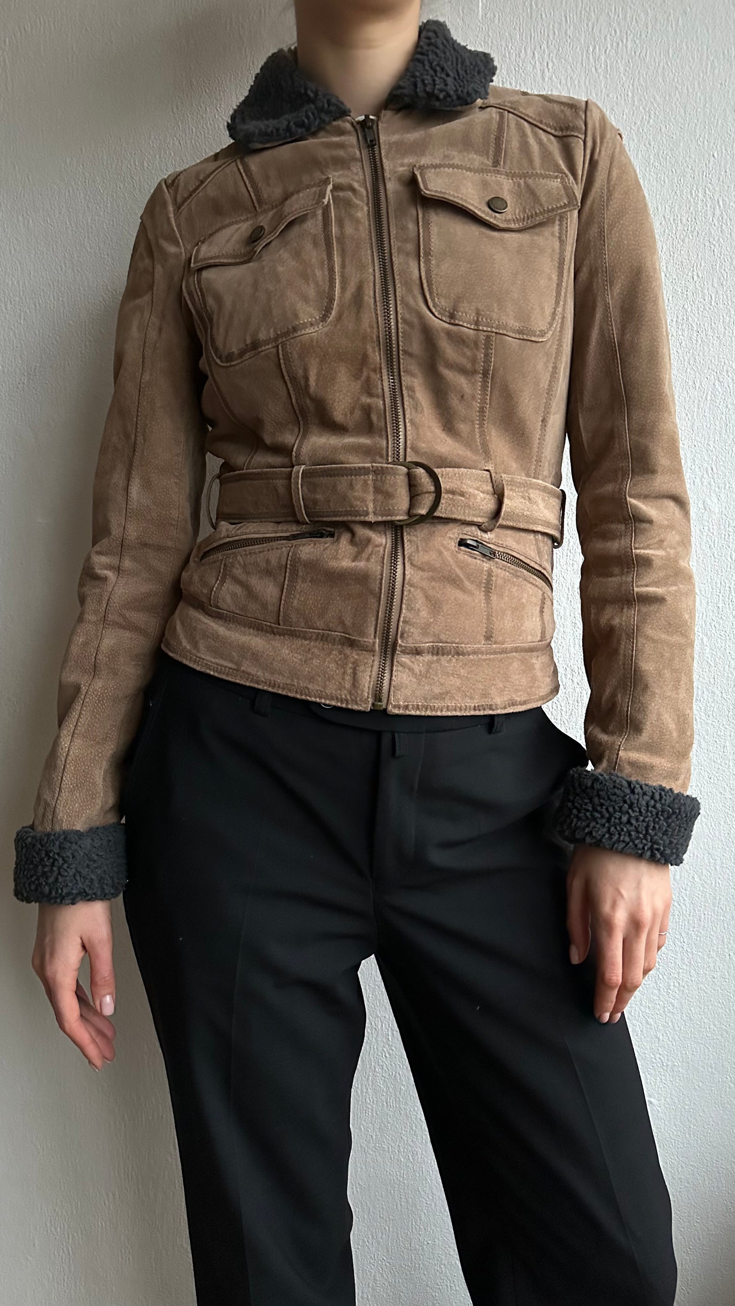 brown suede lammy jacket