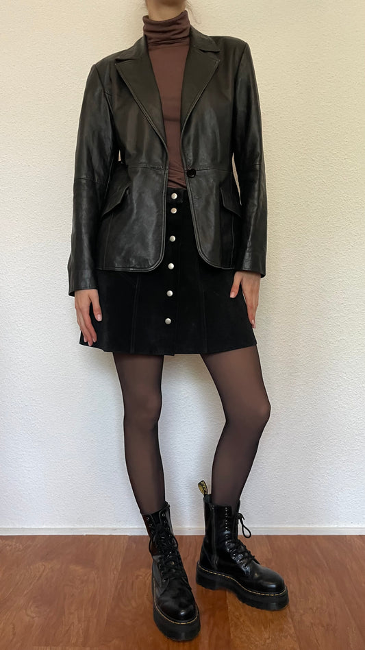 leather timeless fitted blazer