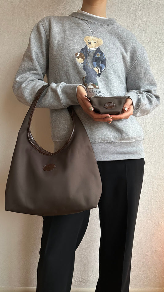 brown Longchamp boho bag