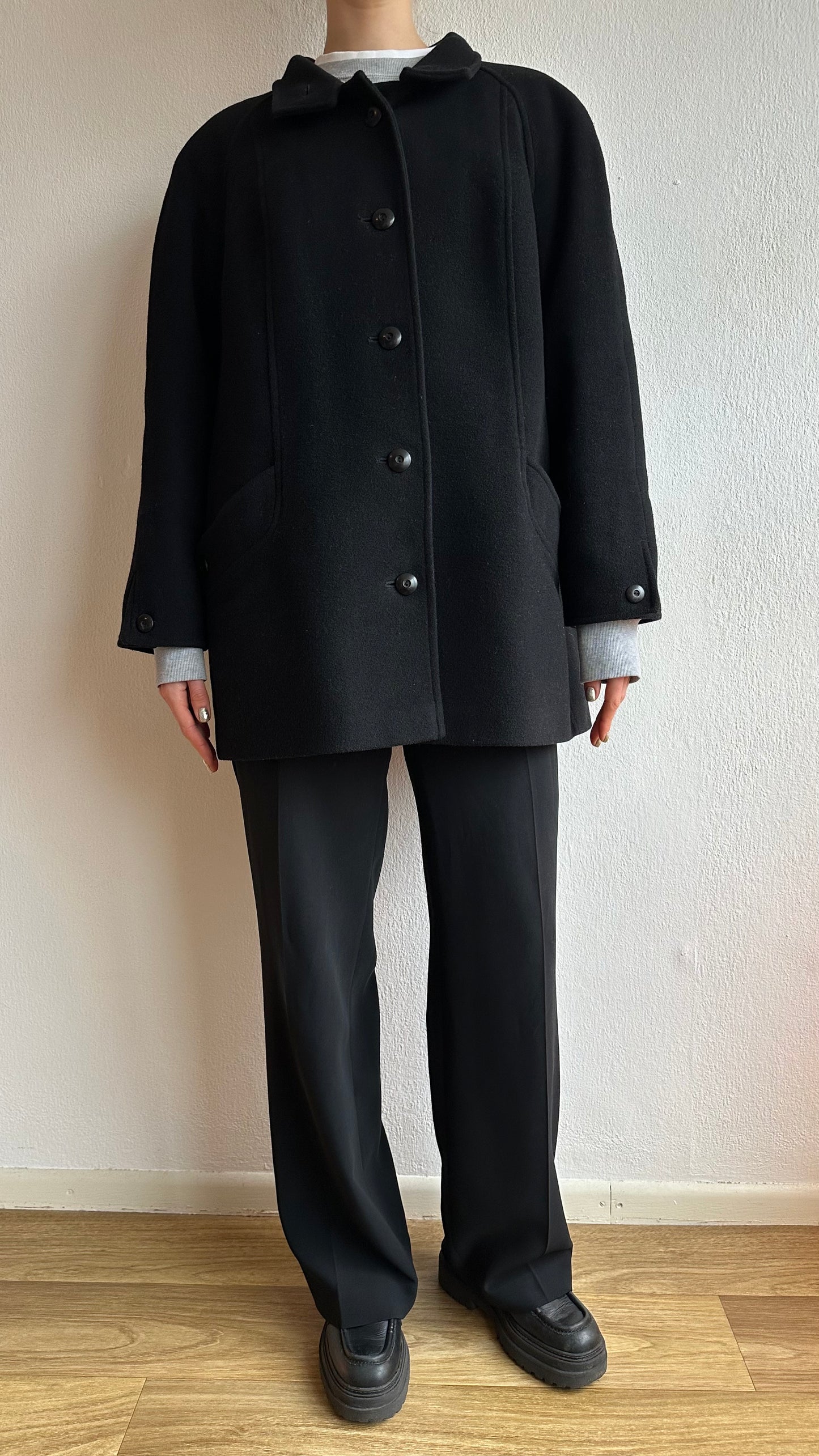 black wool classic coat