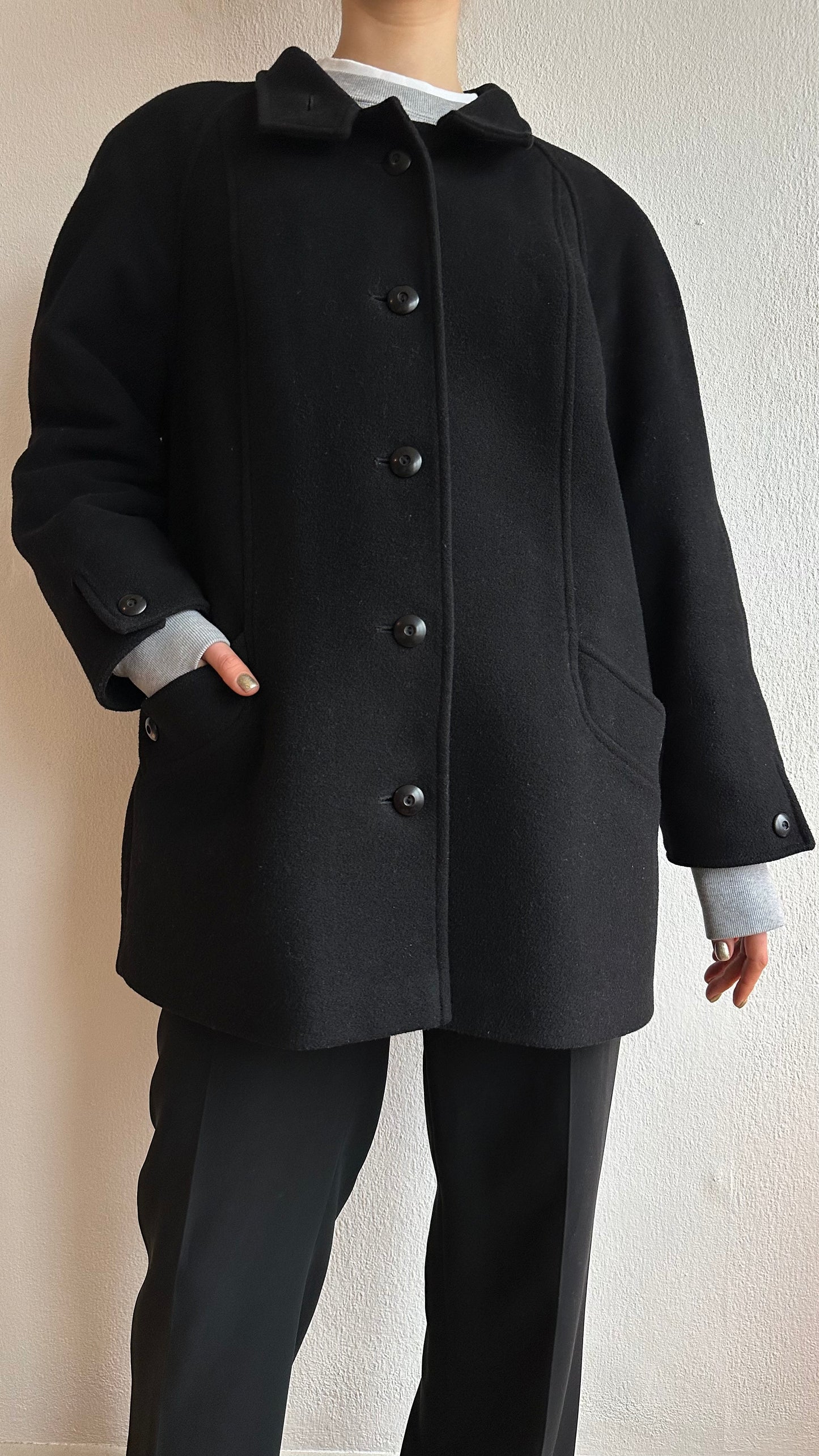 black wool classic coat