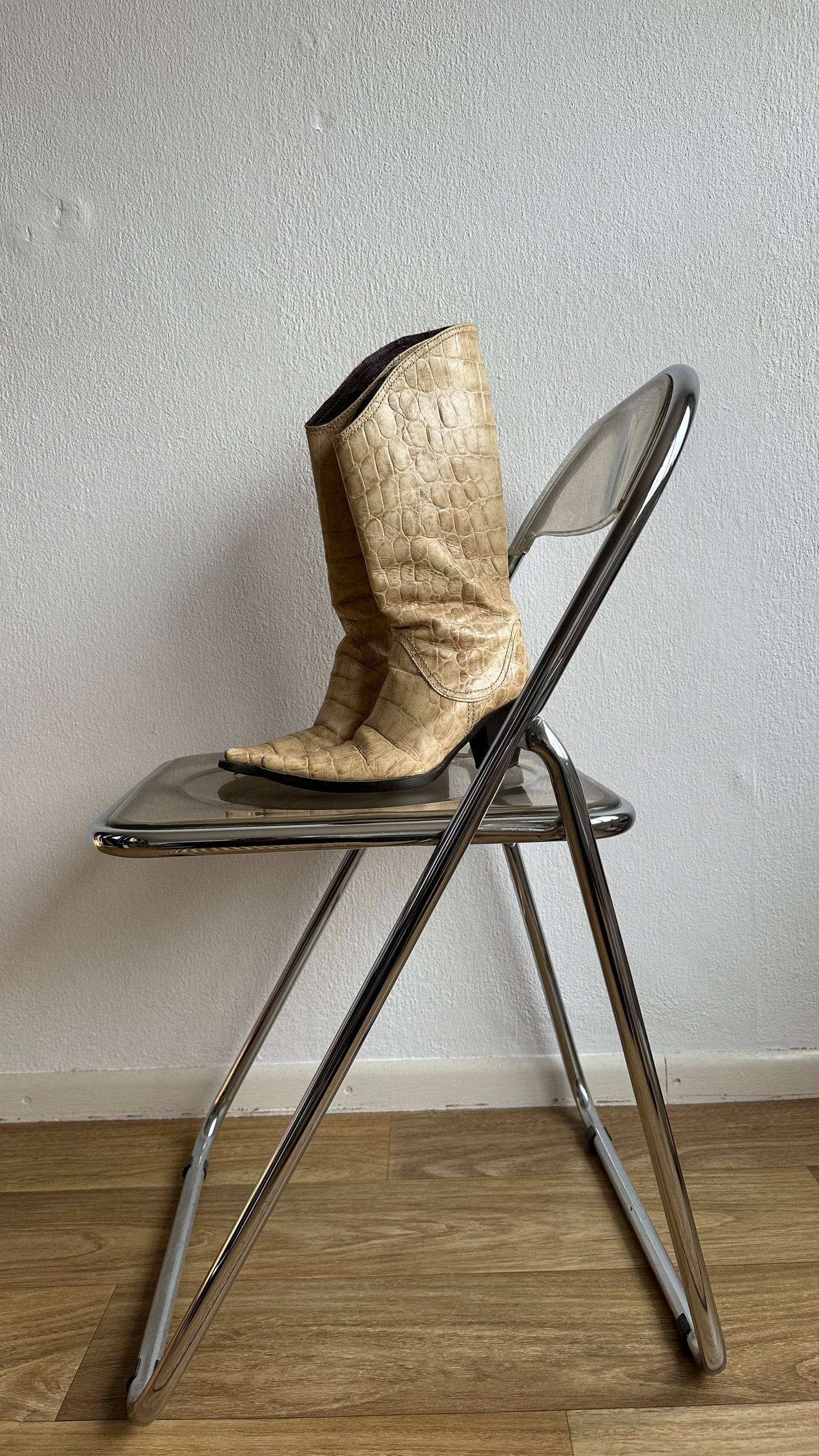 beige croco cowboy boots