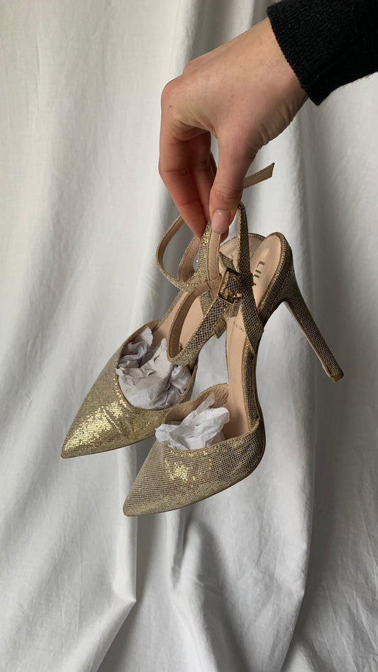 liu jo golden glitter heels