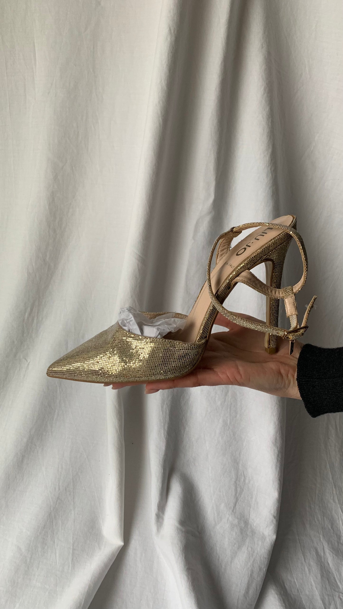 liu jo golden glitter heels