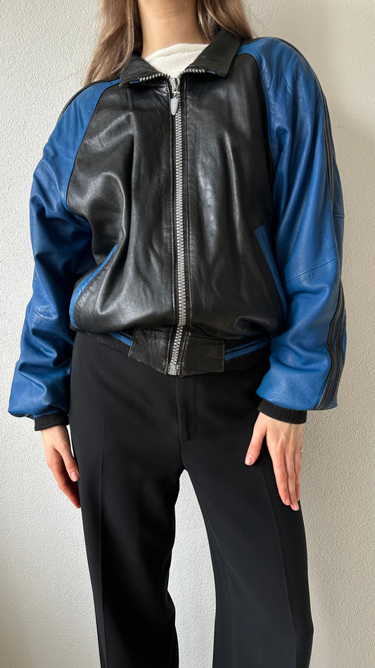 blue black vintage bomberjacket