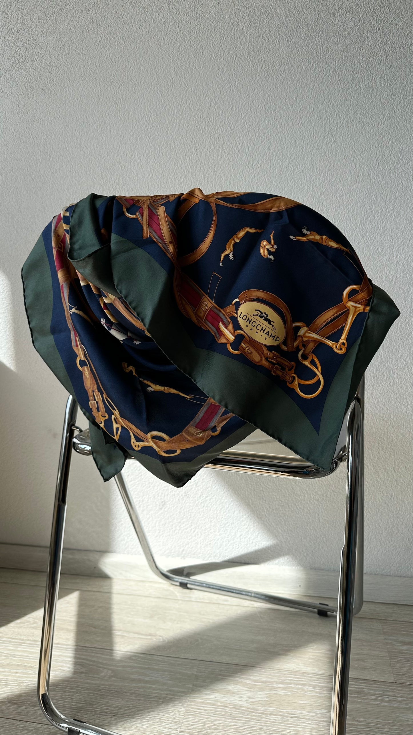 woven tote bag + Longchamp scarf