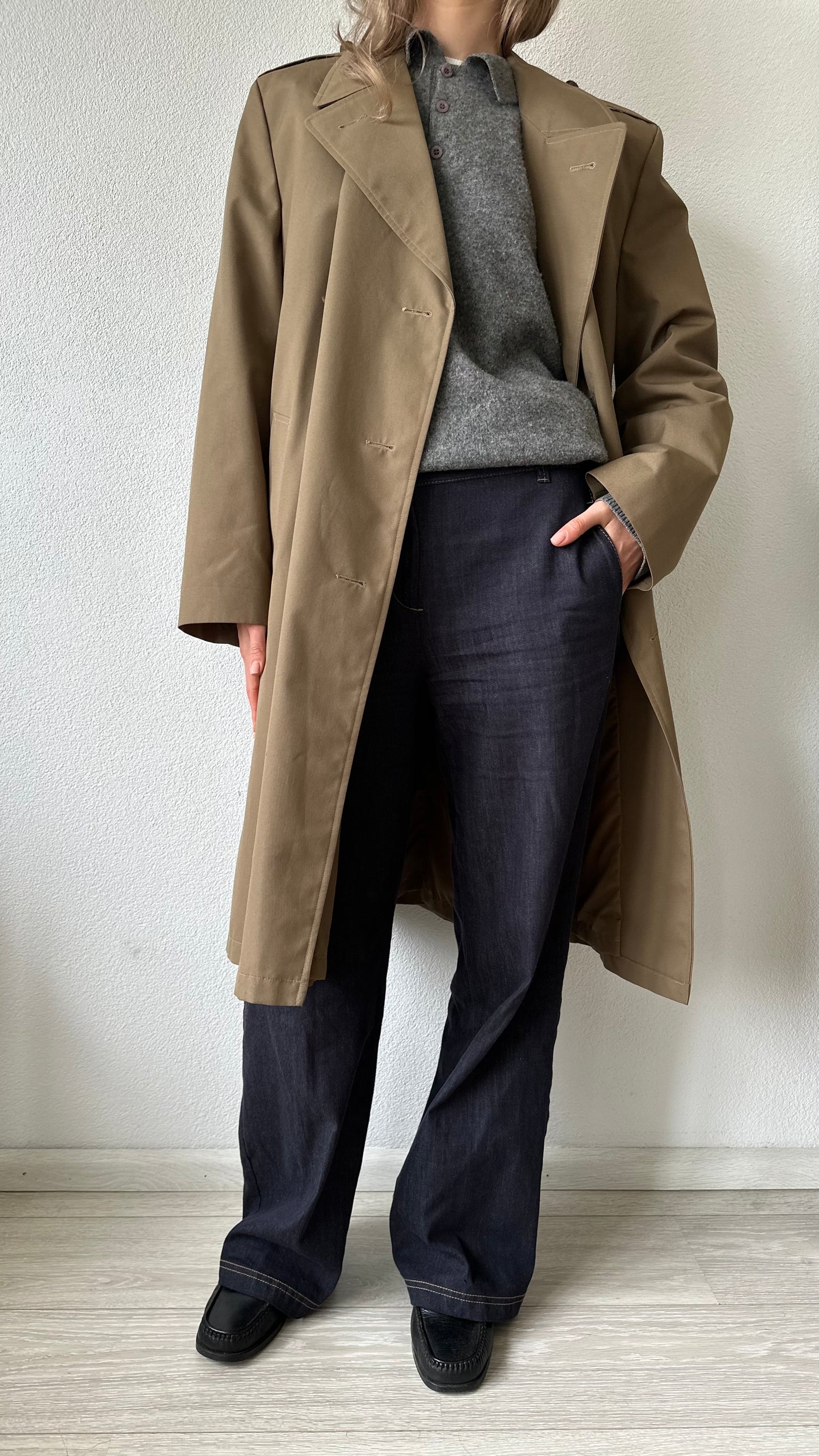 moss green vintage trenchcoat