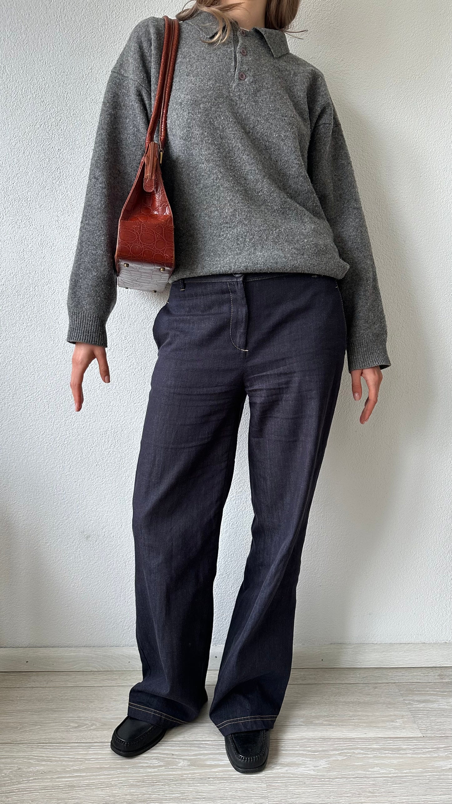 leather vintage red brown croc bag