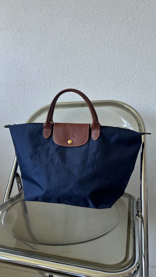 blue Longchamp le pliage size L