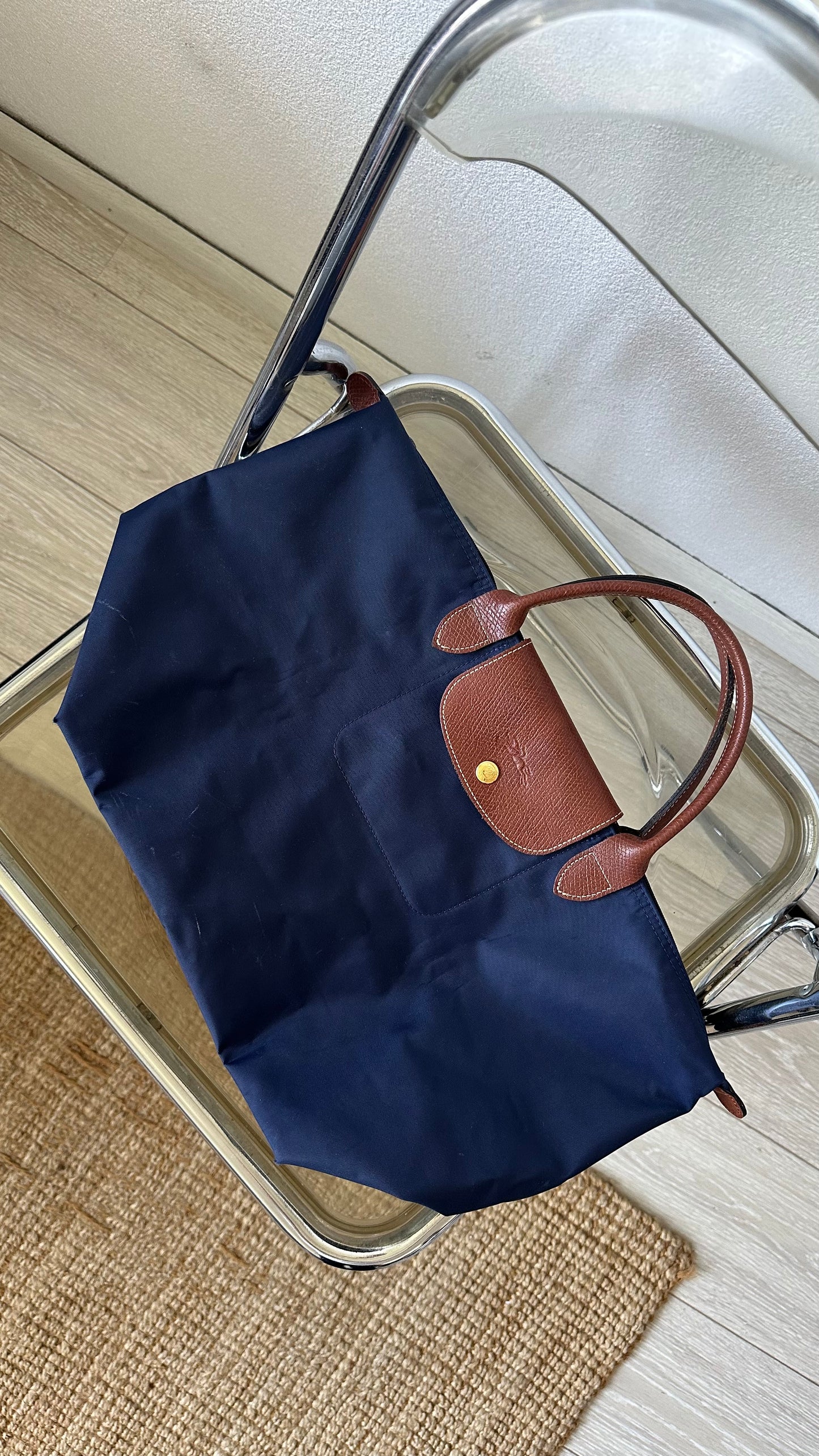 blue Longchamp le pliage size L