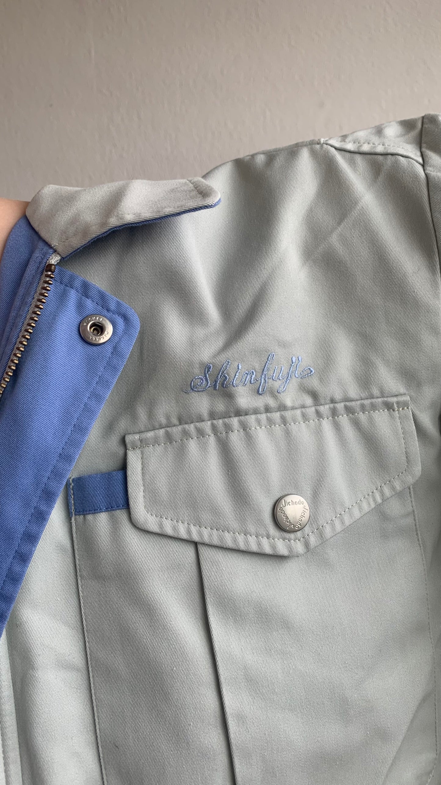 light blue grey workwear jacket