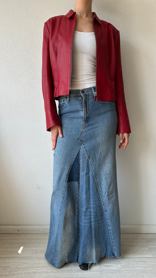 red leather blazer preloved statement look