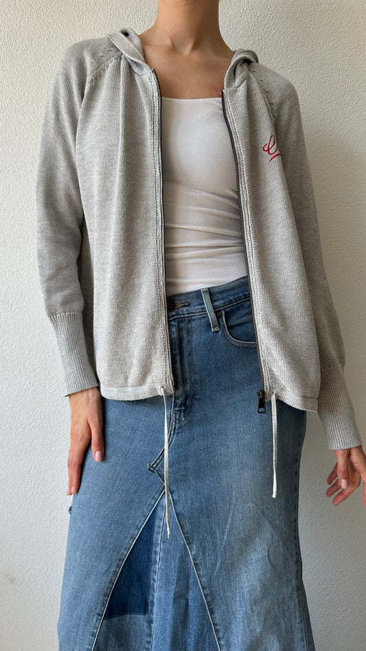 preloved oNeill grey knitted cardigan logo detail