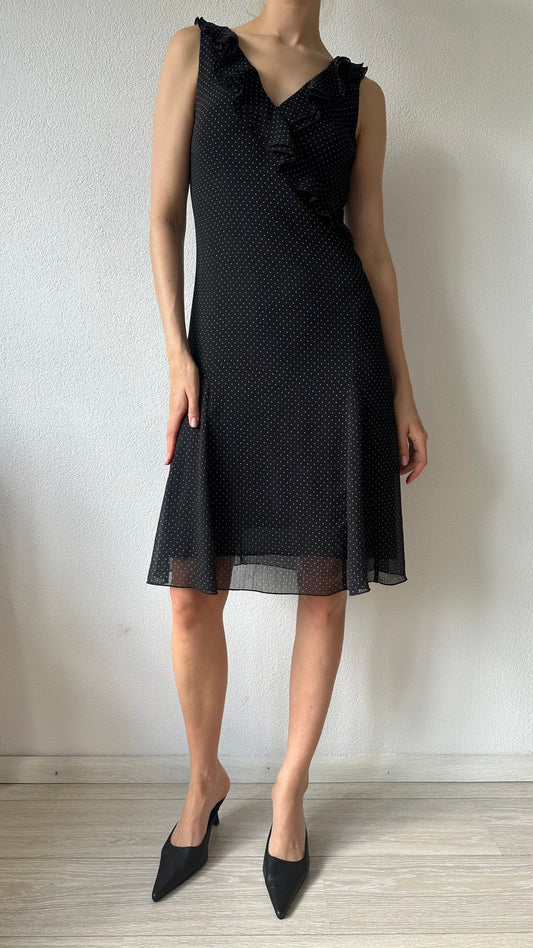 black and white polkadot dress