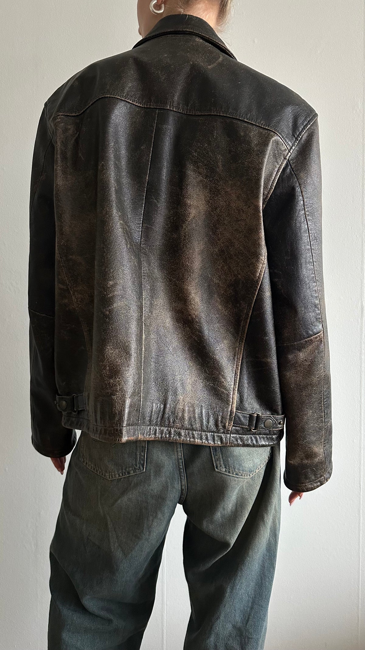 vintage washed leather jacket